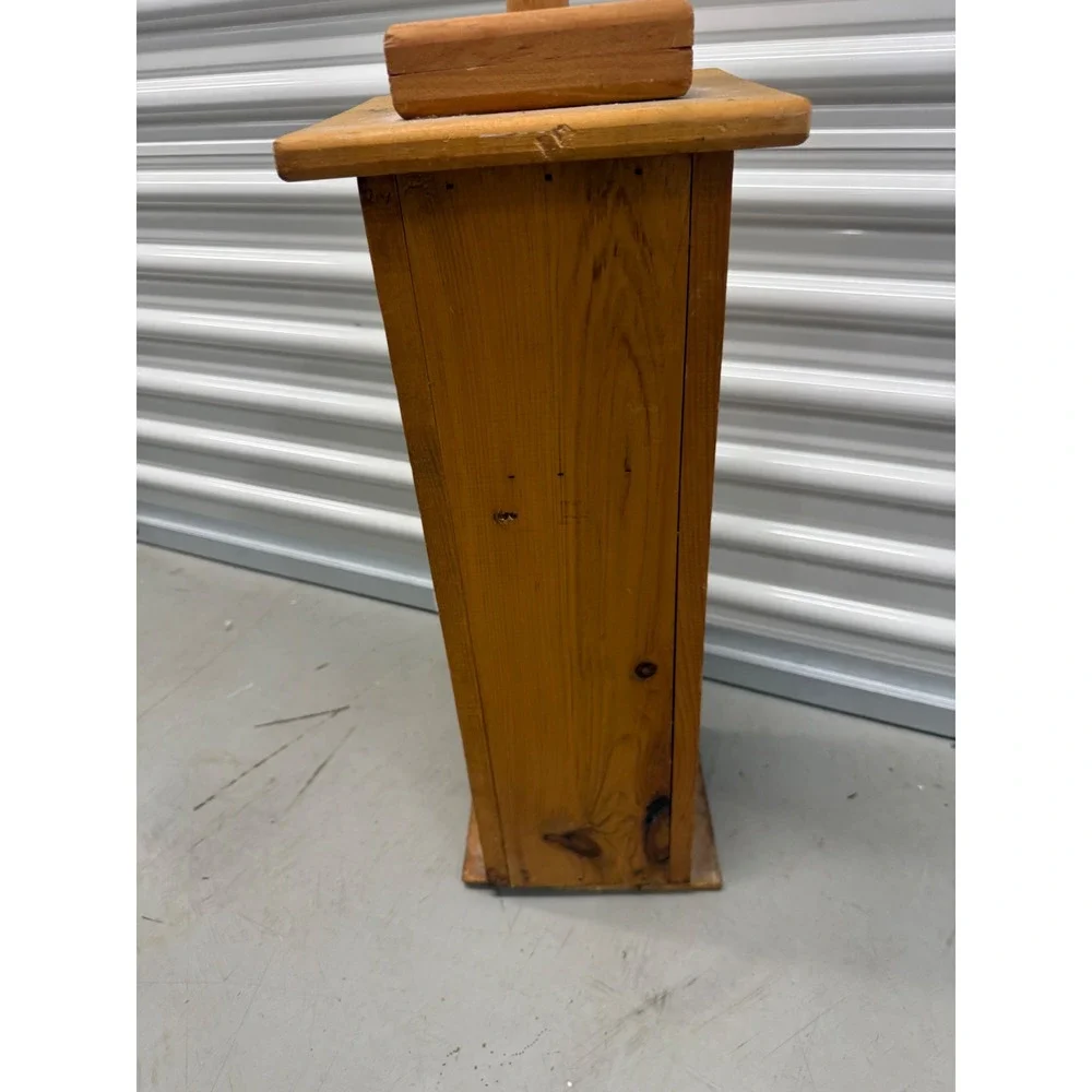 Vintage Rustic Wood Toilet Paper Holder Heart Cutouts Farmhouse Storage Cabinet